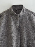 Znbbw TRAF 2023 Spring Warm Gray Jacket Women Outerwear With Button Autumn Bomber Jacket Coat Women Winter Coat Top women
