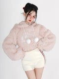 Znbbw Pink Lolita Kawaii Sweater Women Loose Japanese Sweet Fairy Hooded Tops Female Long Sleeve Korean Pullovers Winter 2024 New