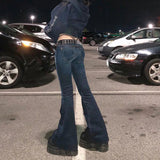 Znbbw Aesthetics Slim Low Waist Flare Pants E-girl Vintage Pockets Solid Long Pants Autumn 90s Fashion Black Trousers Streetwear