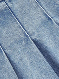 Znbbw TRAF Pleated Denim Mini Skirt Woman Solid Blue Jeans Summer Skirt For Women High Waist Sexy Short Skirts Y2k Streetwear