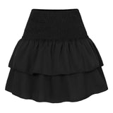 Znbbw Womens Sexy White High Waist Pleated Skirt Ruffles Skirt Fashion Solid Color Womens Leisure Casual Vacation Bohemian Mini Skirt