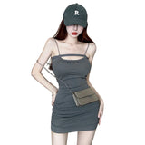 Znbbw Women's Summer Korean Version Dress Slim Fit Sexy Tight Strap Dress