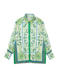 Znbbw Women Fashion Flowing Totem Print Shirts Vintage Long Sleeve Button-up Female Blouses Blusas Chic Tops 202305