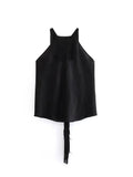Znbbw TRAF Y2K Tassels Women 2 Piece Sets 2023 Summer Sleeveless Backless Halter Crop Top Female Asymmetric Midi Skirt Suits