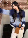 znbbw 2023 Winter Korea Style Gradient O Neck Women Sweater Casual Loose Long Sleeve Warm Ladies Knit Pullover Female Clothing