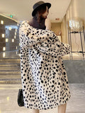 Znbbw Rabbit Fur Casual OverCoat Women Winter Hooded Coats Female Thick Warm Plush Loose Coat 2023 New Fashion Print Jacket