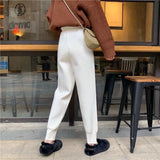 Znbbw Women pants autumn and winter black casual knitted pants loose elastic spring and autumn nine points Harlan radish pencil pants