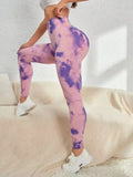 Znbbw Tie Dyed Peach Hip Yoga Pants Quick Dry Tight High Waist Semaless Leggings Hip Lifting Running Outdoor Fitness Pants