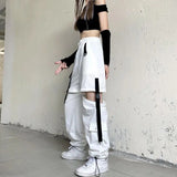 Znbbw Detachable Y2k Pants Casual Loose Solid High Waist Patchwork Hollow Out Pantalones 2024 Draw String Punk Wide Leg Pant