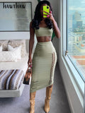 Znbbw Women Crop Tank Tops Midi Skirts Party Club Two Piece Sets Outfits 2023 Summer Clothes Wholesale Items For Business