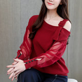 Znbbw Women Blusas Mujer De Moda 2023 Sexy Off Shoulder Top Long Sleeve Chiffon Blouse Shirt Women Blouses Shirts Tops A330
