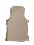Znbbw Summer NEW Arrival Women Solid Color Causal Sexy Croped-Top Sleeveless Tank Streetwear