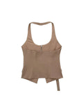 Znbbw TRAF 2023 Halter Top Women Off Shoulder Top Female Pocket Decoration Backless Sexy Tops Woman Summer Bustier Tops