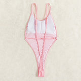 Znbbw Backless Thongs Swimsuit Sexy One Piece Monokini Brazilian Bathing Suit High Leg Bikinis Beachwear Light Pink Body 0410