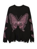Znbbw Jacquard Y2k Clothes Punk Gothic Long Sleeve Casual Loose Women Pullovers Harajuku Vintage Streetwear Knitted Sweaters