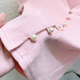 Znbbw T Shirts Women V-Neck Pearl Buttons Cropped Tshirt Tee Lady Solid Slim Cardigan Crop Top for Female