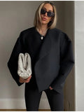 Znbbw Women's Fashion Solid Thicken Cropped Jacket Top Long Sleeve Warm Autumn Winter Cardigan Female Casual Loose Woolen Streetwear