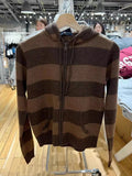 Znbbw Knitted Zip-up Hooded Cardigan Women Y2k Streetwear Cotton Long Sleeve Cropped Sweater Harajuku Vintage Slim Tops Coat