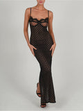 Znbbw Elegant Spaghetti Strap Print Maxi Dress For Women Robe Fashion Sleeveless Backless Lace Club Party Long Dress Vestido