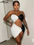 znbbw Backless Sexy Pink Patchwork Two Piece Sets Summer For Women Black Off Shoulder Bodycon Skirt Sets Beach Praty Skirt Set