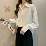 Znbbw Women Chiffon White Shirt Fashion Korean All Match Female Loose Long Sleeve Tops Casual Office Ladies Shirts Spring New