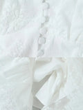 Znbbw Flower Embroidery White Dress Set Women Summer Cotton Skirt Matching Set 2 Pcs Outfits Lace Decor Holiday Beach Dress