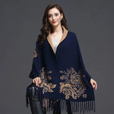 Znbbw cashmere tassel poncho shawl dual-purpose scarf women knitted sweater top retro cheongsam cloak cape coat outside clothing