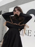 Znbbw Winter New Loose Lace-up Short Sweet Round Neck Fashionable Twist Sweater Temperament Irregular Pullover Top Women D1519