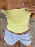 Znbbw Strapless Tube Tops Bandeau Chic Cute Off Shoulder Slim Fit Crop Tops Women Sexy Backless Camis Fairycore Y2K Clothes