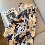 znbbw Women's Two Piece Set Sex Black Cropped Tops Ink Splash Floral Print Shirt Draped Skirt Summer Fashion Casual Dress Sets