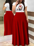 Znbbw Casual Printed Maxi Dress Women Letter O Neck Short Sleeve Ruched Tight High Waist Vestidos Party Club Long Dresses
