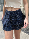 Znbbw Floral Ruffles Mini Skirt Women Balletcore Cute Elastic High Waist Summer A-line Skirts Y2k Harajuku Vintage Chiffon Falda