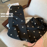 znbbw Pants Women Heart Print Retro Lovely Autumn Loose Fashion Feminine Basic High Waist Street Style Harajuku Mopping Trouser