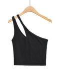 Znbbw Sexy Women's Crop Top Solid Stretch Fit Knit Sleeveless One Shoulder Hollow Out Basic Backless Tank Top