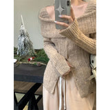 Znbbw Slash Neck Sweater Women Sexy Off Shoulder Knitted Pullovers Y2K Streetwear Slim Knitwear Korean Basic All Match Jumpers