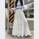 Znbbw High Waist White Mini Skirt Women Fashion Korean Patchwork A-Line Skirts Female Summer Solid Elegant All-Match Long Skirt