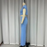 Znbbw Sets For Women 2 Pieces Summer Fashion Casual Raglan Sleeve Solid Bare Waist Top Loose Pants With Pocket High Streetwear