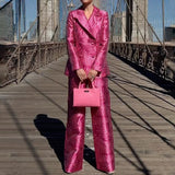 znbbw Casual Wear 2-Piece Set Women Temperament Fashion High-End Lapel Straight Pants Suit Office Lady Slim Striped All Match