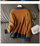 Znbbw half turtleneck loose and thin knitted sweater women 22 autumn long sleeve casual plaid pullover sweater female