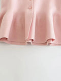 Znbbw Women 2023 Short Skirt Hem Flip Design Slim Knitted Cardigan Female Outerwear Chic Tops