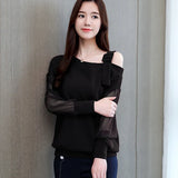 Znbbw Women Blusas Mujer De Moda 2023 Sexy Off Shoulder Top Long Sleeve Chiffon Blouse Shirt Women Blouses Shirts Tops A330
