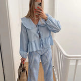 Znbbw White Lapel Lace Up Women Short Shitrs Casual Loose Lantern Sleeve Pleated Blouse 2024 Spring Summer Chic Sweet Soft Top