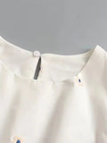 Znbbw ZBZA 2023 Sweet Fashion Floral Embroidery Cropped Blouses Vintage Puff Sleeve Hollow Out Female Shirts Chic Tops 202303