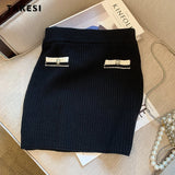 znbbw Women's Sexy Elegant Knitted Two Piece Sets Bodycon Mini Skirt Suits +O-neckTank Top Vest Korean Casual Knitwear New Summer Suit