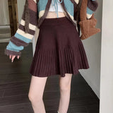 Znbbw A Line Pleated Skirt Autumn Winter Solid Colour Women's Skirt Korean Version Sweet Casual High Waist