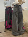 Znbbw Size Jeans High Waist Pockets Tie Dye American Vintage Streetwear Pantalones Mujer Y2k All Match Casual Loose Clothing 2024