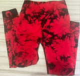 Znbbw Women Tie Dye Hollow Out Leggings Sports Pants Fitness Sportswear Sexy High Waisted Push Up Gym Tights Red Running Leggings