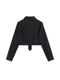 Znbbw Women Blouses Harajuku Punk Streetwear Black Casual Gothic Tie Blouse Vintage Long Sleeve Loose Turn Down Collar Shirt Tops