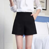 Znbbw Women High Waist Shorts Summer Casual all match Wide Leg Pants Elegant Chic Lady Black White loose Suit Shorts new