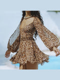 Znbbw Printed Deep V Flare Sleeve Shirt Suits Women Sexy Short Pleated Mini Skirt Set Summer Beach Vacation Street Casual Wear